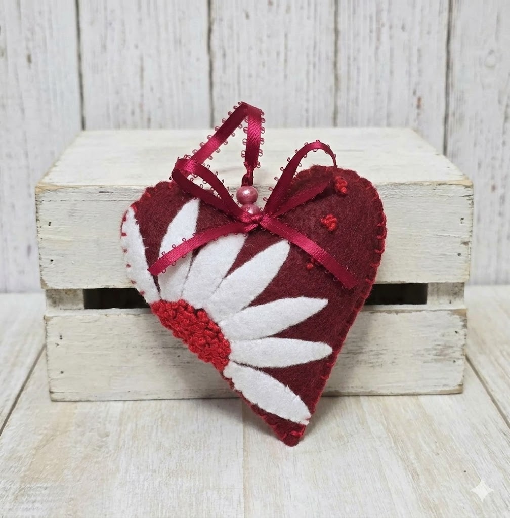 Christmas heart with white flower