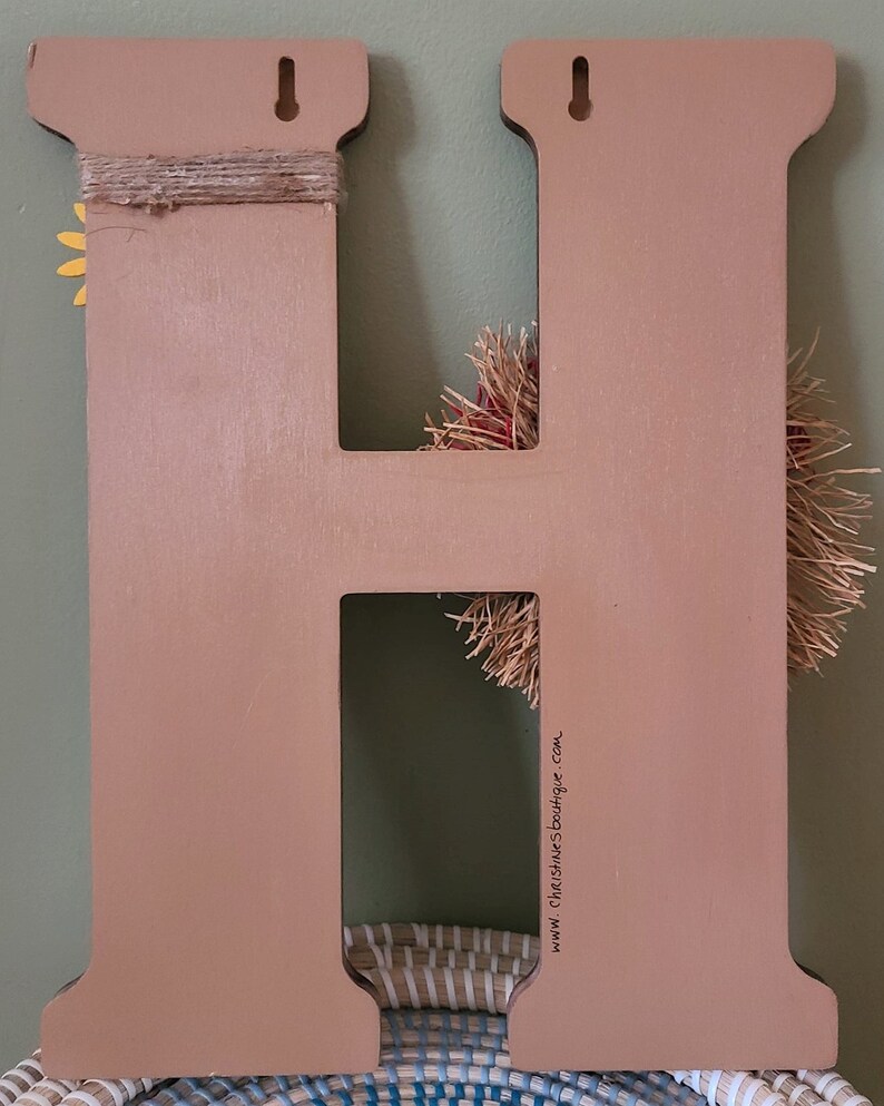 Stained Wood "H" Harvest, Hello Fall wall or door wreath decor