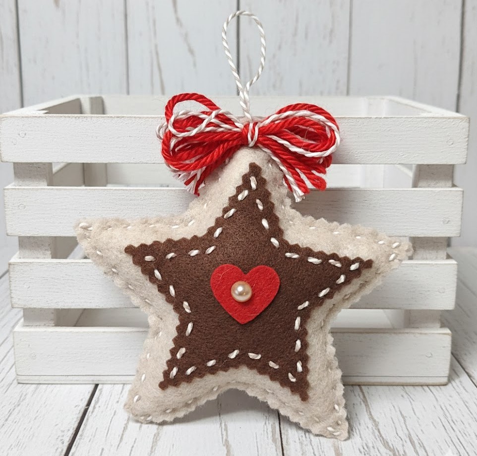 Cookie and chocolate icing felt star ornament
