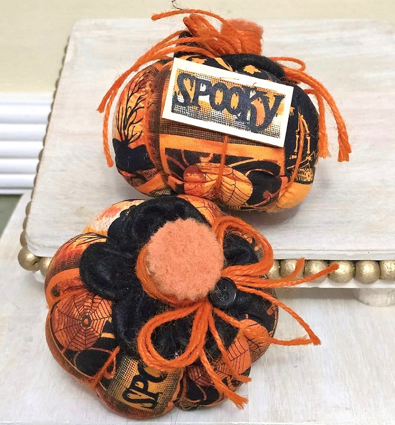 Handmade pumpkins, tabletop pumpkin decoration, spooky pumpkin, fabric pumpkins, spooky decor, set of 2