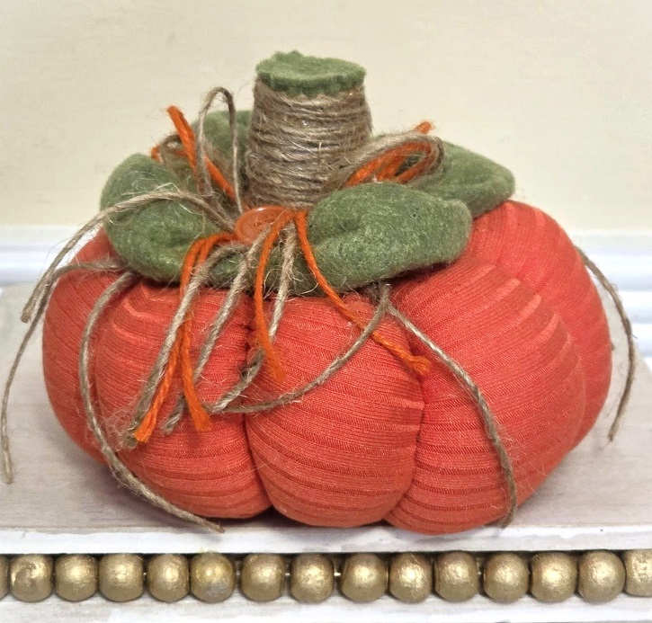 Handmade pumpkin, tabletop pumpkin decoration, rustic decor, farmyard decor orange fabric