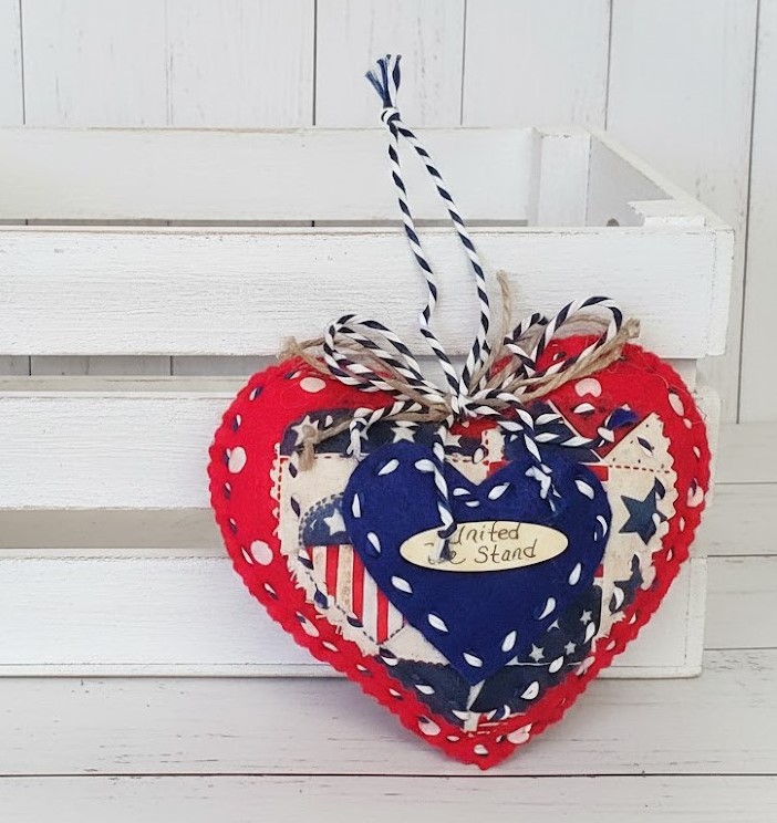 Patriotic heart shaped ornament United We Stand