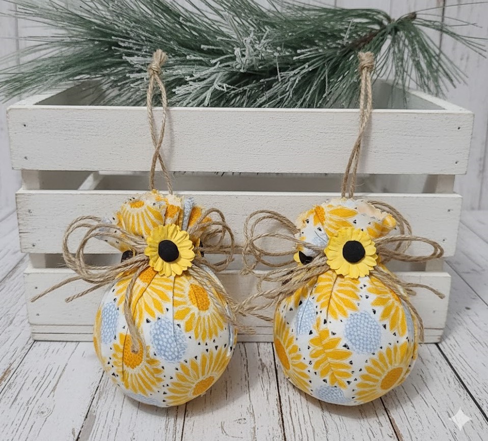 Fabric Ball Ornament - Fall, Harvest Sunflowers