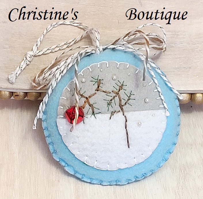 Felt Charlie Brown tree ornament, handcrafted with embroidery accents
