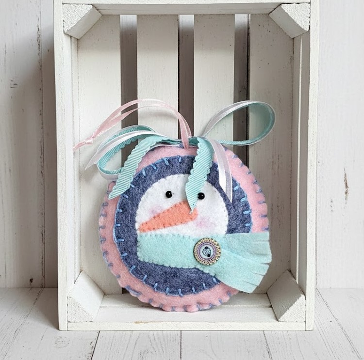 Snowman felt ornament - Pastel colors