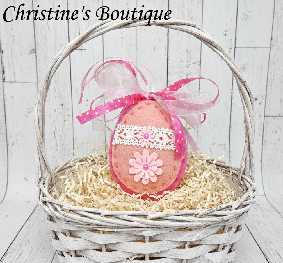 Easter egg ornament - handcrafted felt ornament - color blue accent