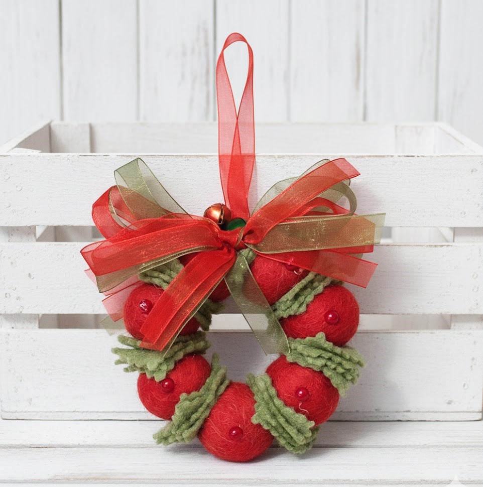 Wool felt wreath ornament