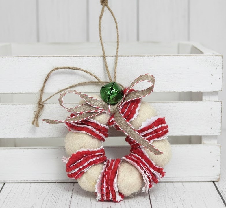 Wool felt wreath ornament