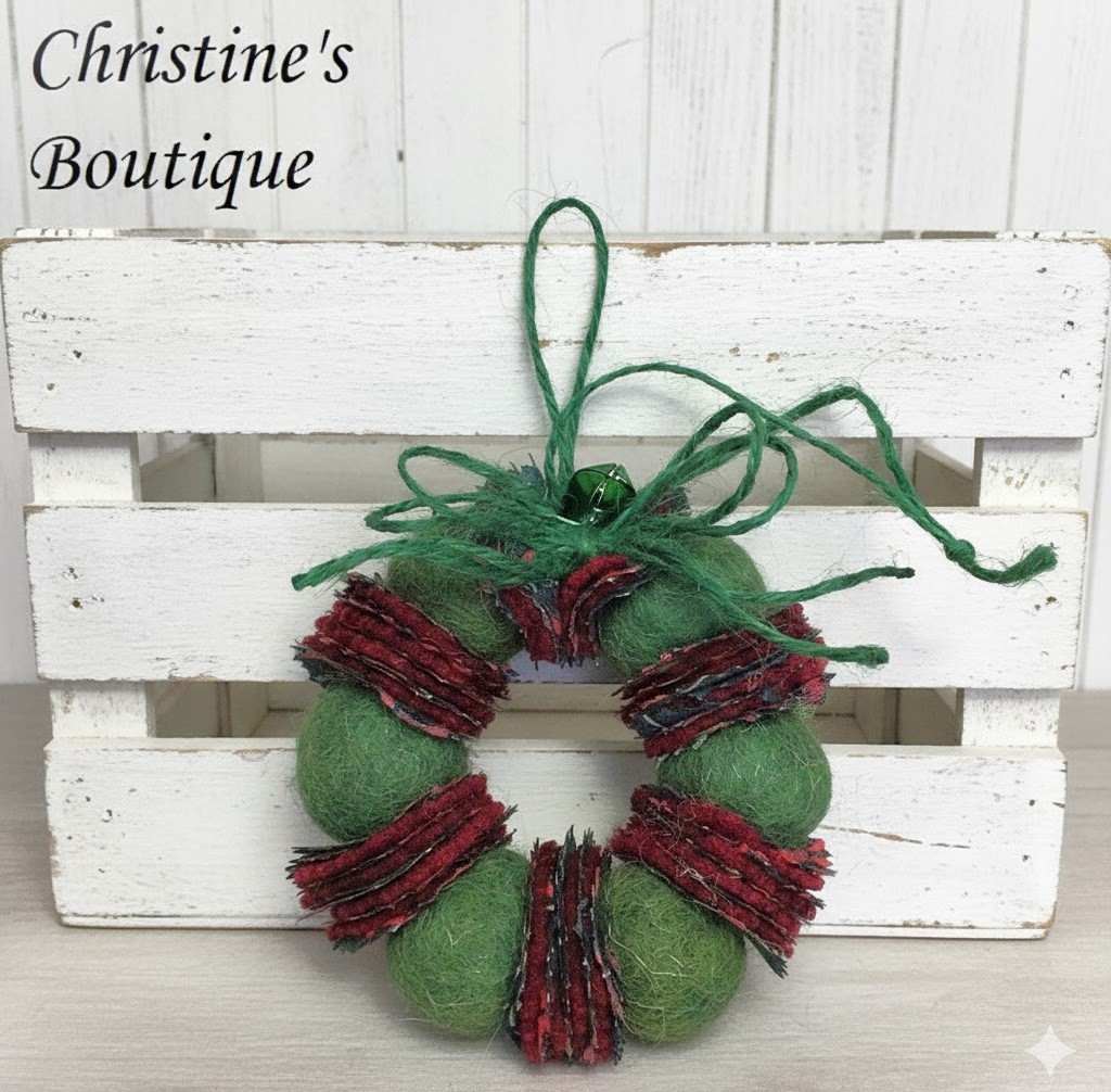 Wool felt wreath ornament