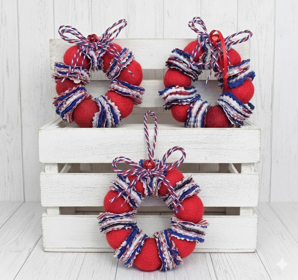 Wool felt wreath ornament