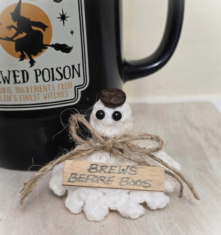 Coffee Bean Ghost tabletop ghost, mini ghost, ghost decor, halloween ghost, coffee lover, coffee drinker