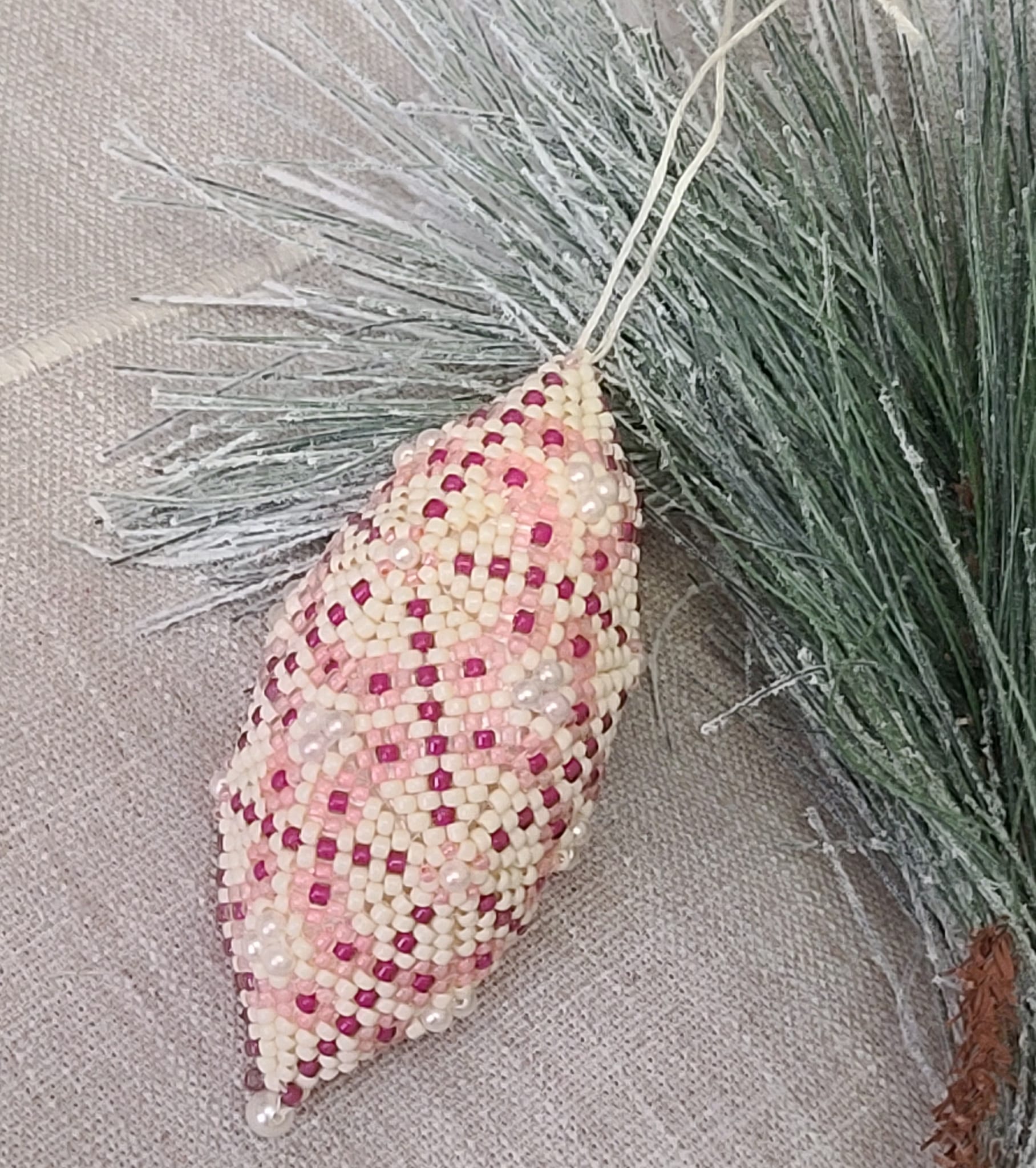 Handcrafted Beaded Ornament, Beaded Christmas Ornament