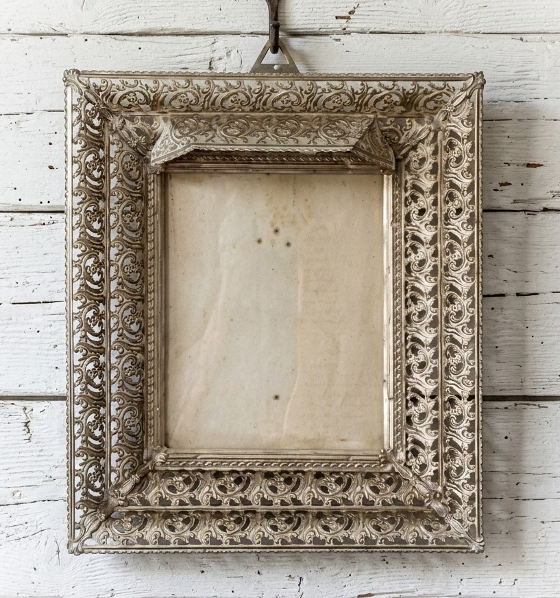 Vintage Ornate Filigree Gold with White Wash Frame for 8x10