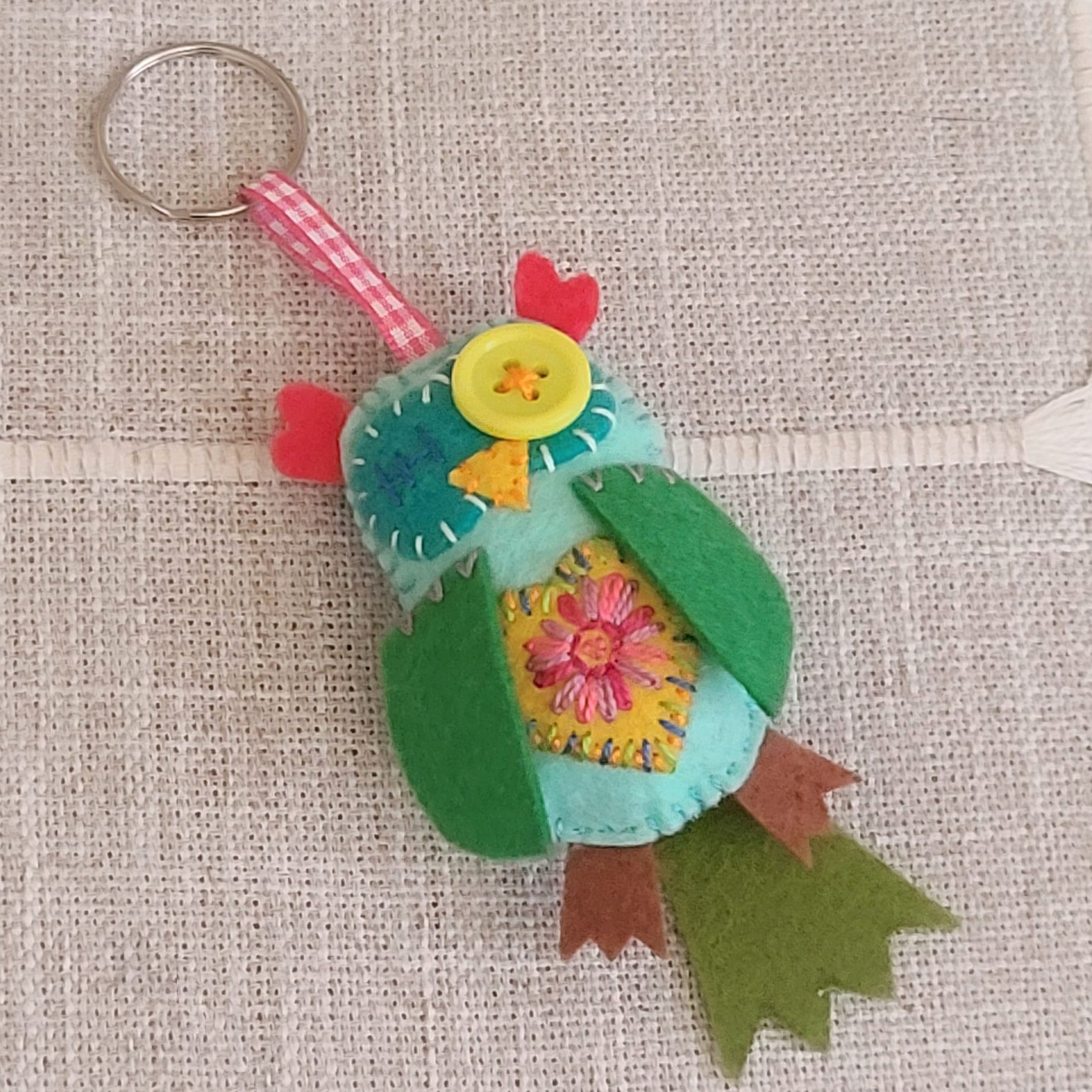 Felt owl keychain