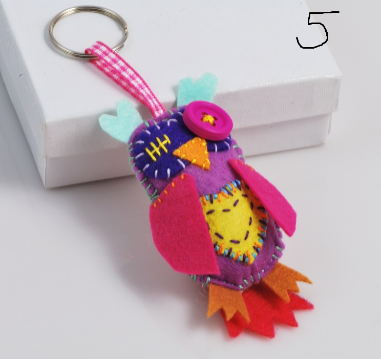Handmade Felted and Embroidery Owl Keychain