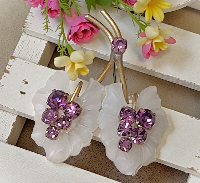 Vintage Amethyst Crystal Brooch, Signed Austria