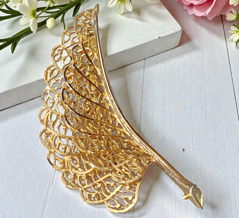 Coro Craft Goldtone Filigree Leaf Brooch