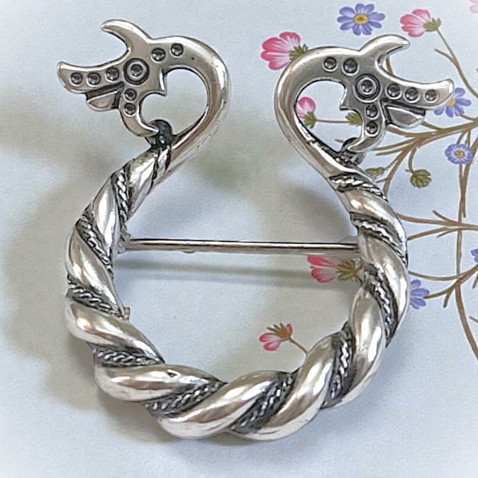 Celtic Fibula signed Sterling Pin Designer R. Liepins