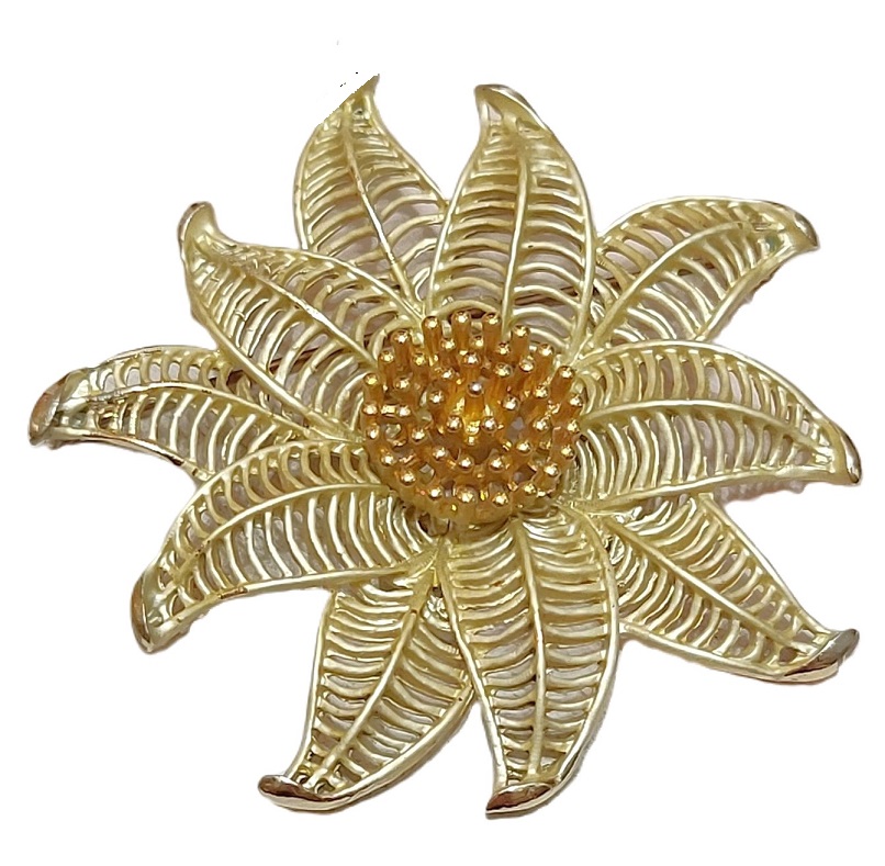 Vintage flower pin, poinsettia flower pin, christmas flower, large statement pin