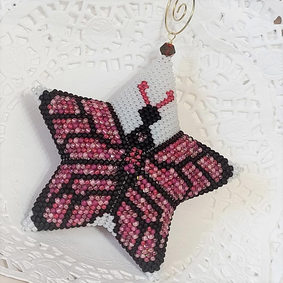 Handmade Miyuki Glass Beaded Peyote Ornament Butterfly Star