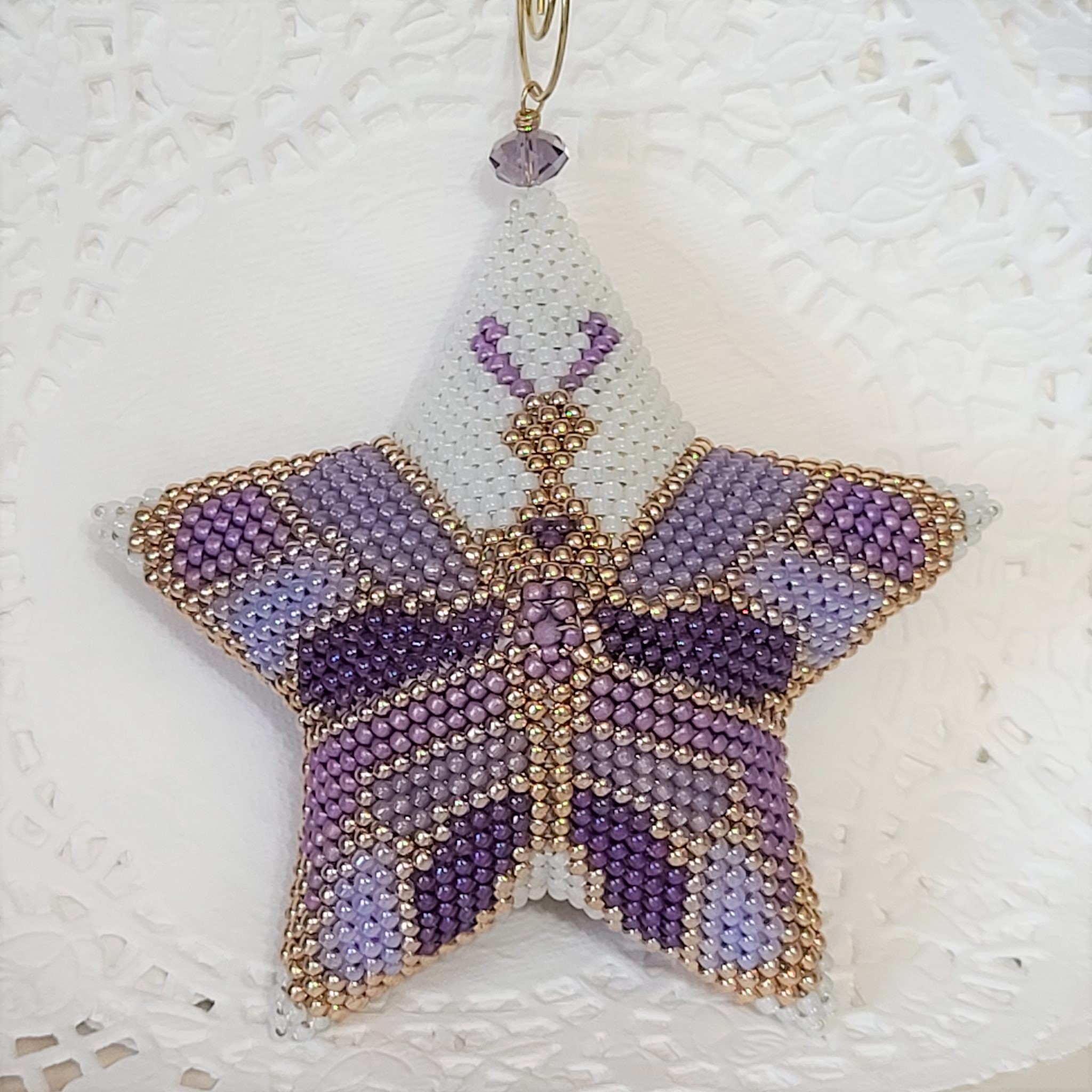 Handmade Miyuki Glass Beaded Peyote Ornament Butterfly Star