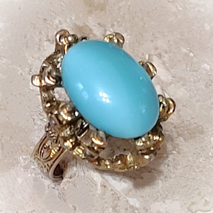 Vintage Aqua blue Center Stone Adjustable Ring