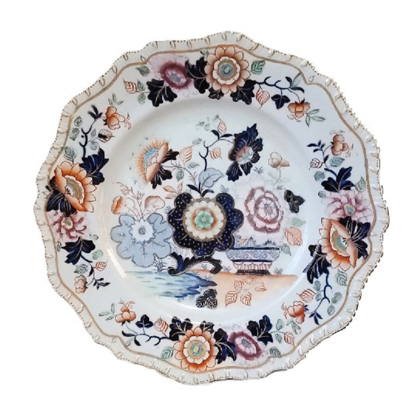 Antique 1800's Dish by John Ridgway, Stafford, England Floral Dish Plate, Antique Plate, Floral Pattern, Imperial Stone China, Collectible - Click Image to Close