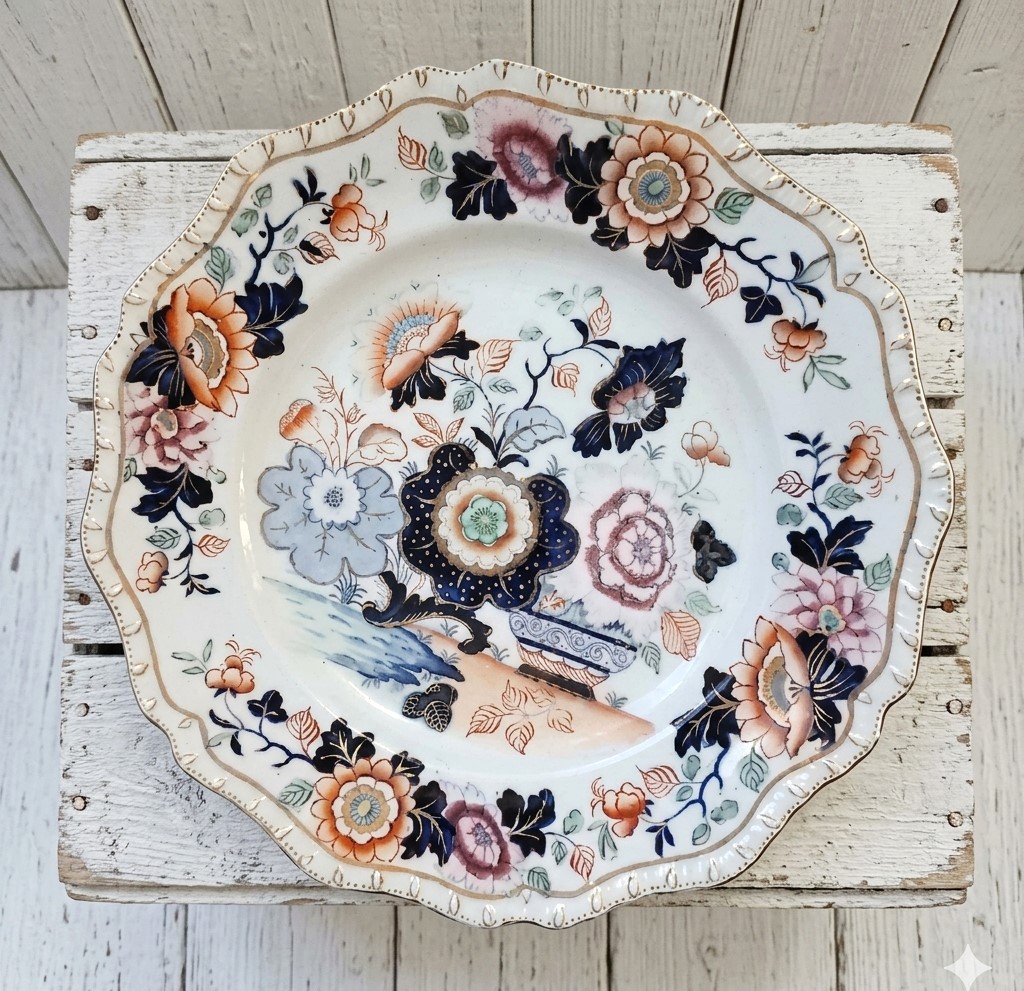 Antique 1800's Dish by John Ridgway, Stafford, England Floral Dish Plate, Antique Plate, Floral Pattern, Imperial Stone China, Collectible
