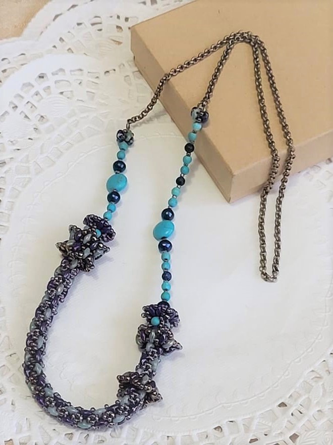 Hand crafted Rope Beaded Asymmetrical Chain Necklace