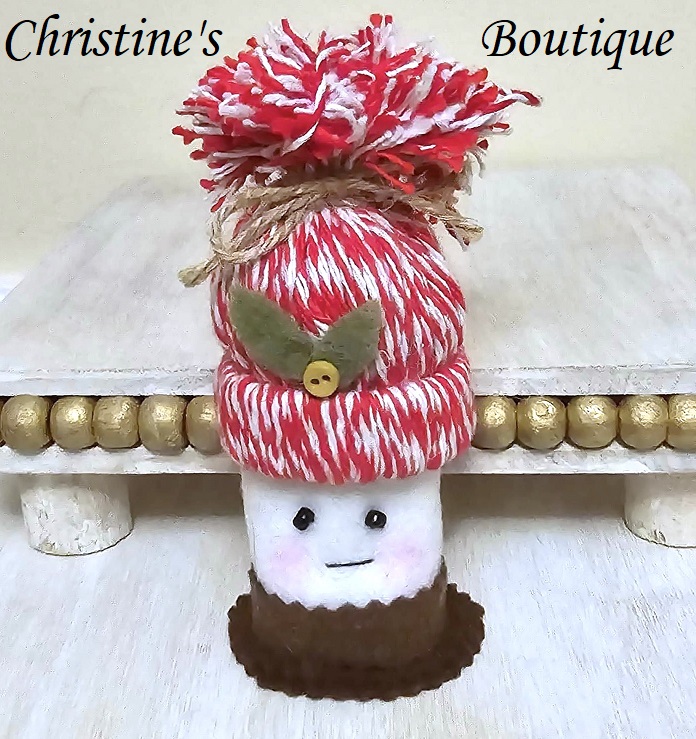 Smores chocolate marshmallow felt ornament - candy cane pattern - Click Image to Close