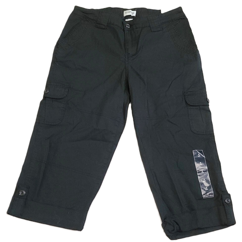 St John's Bay black cropped capri pants Nwt Size 4