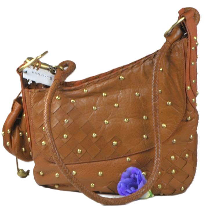 Maxxium Soft Leather & Studded Messenger Style Handbag New