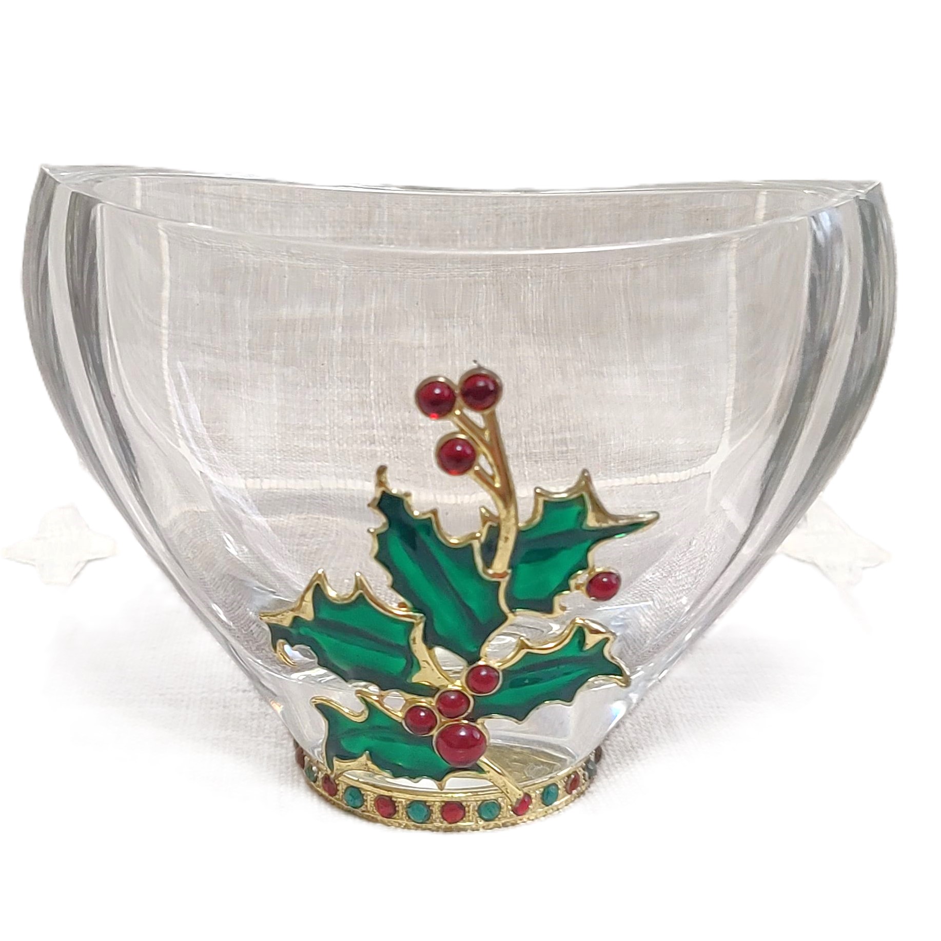 Teleflora Lead Crystal Candy Bowl Vase 24% Bohemian Crystal - Click Image to Close