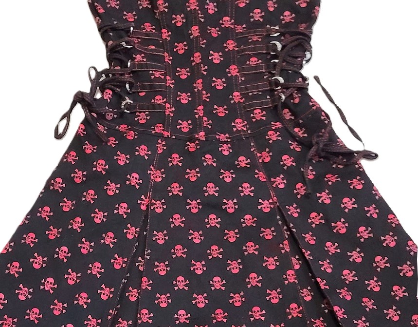 TRIPP NYC retired corset skull dress with tulle red and black