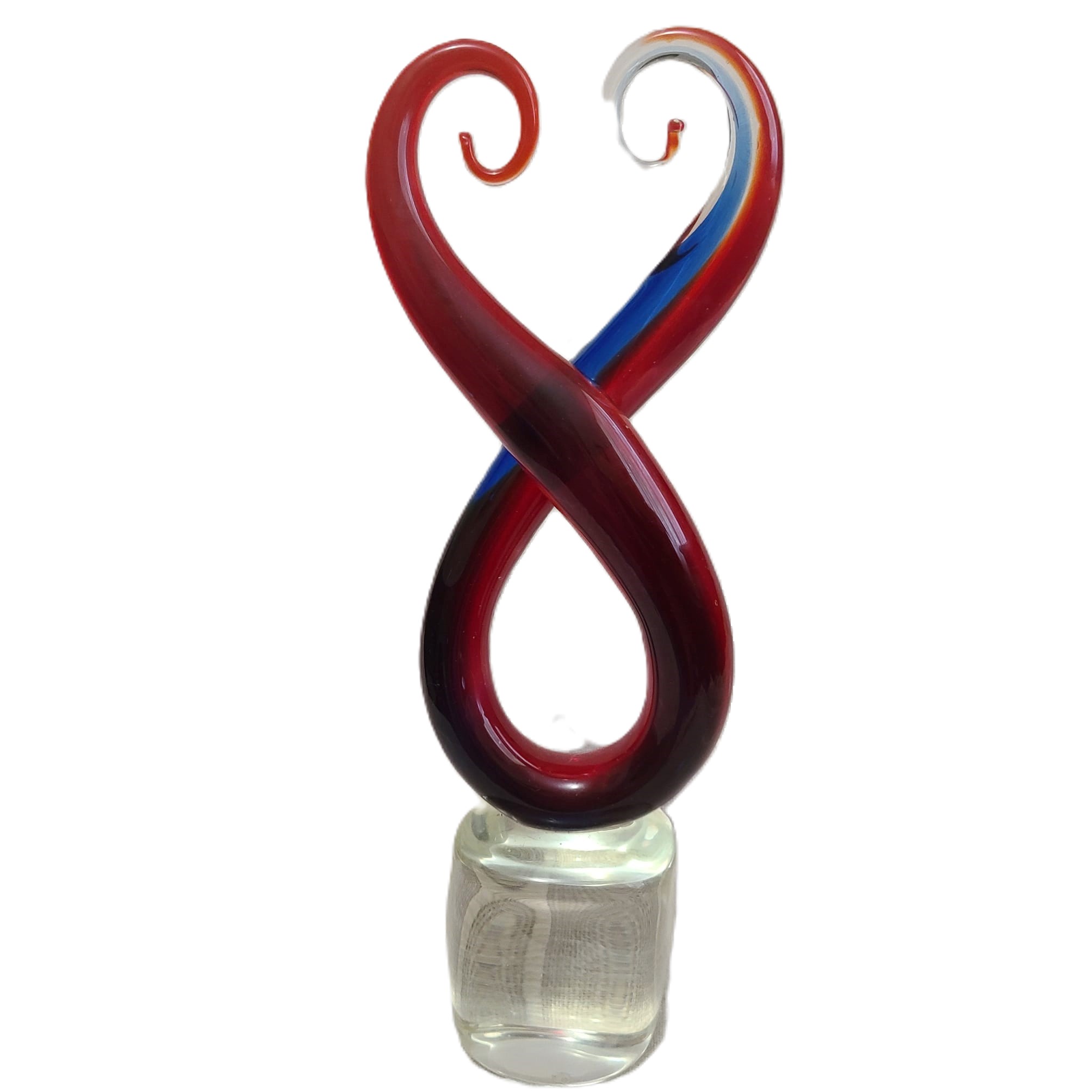 Large Vintage Glass Sculpture Red, White and Blue Unity Figure