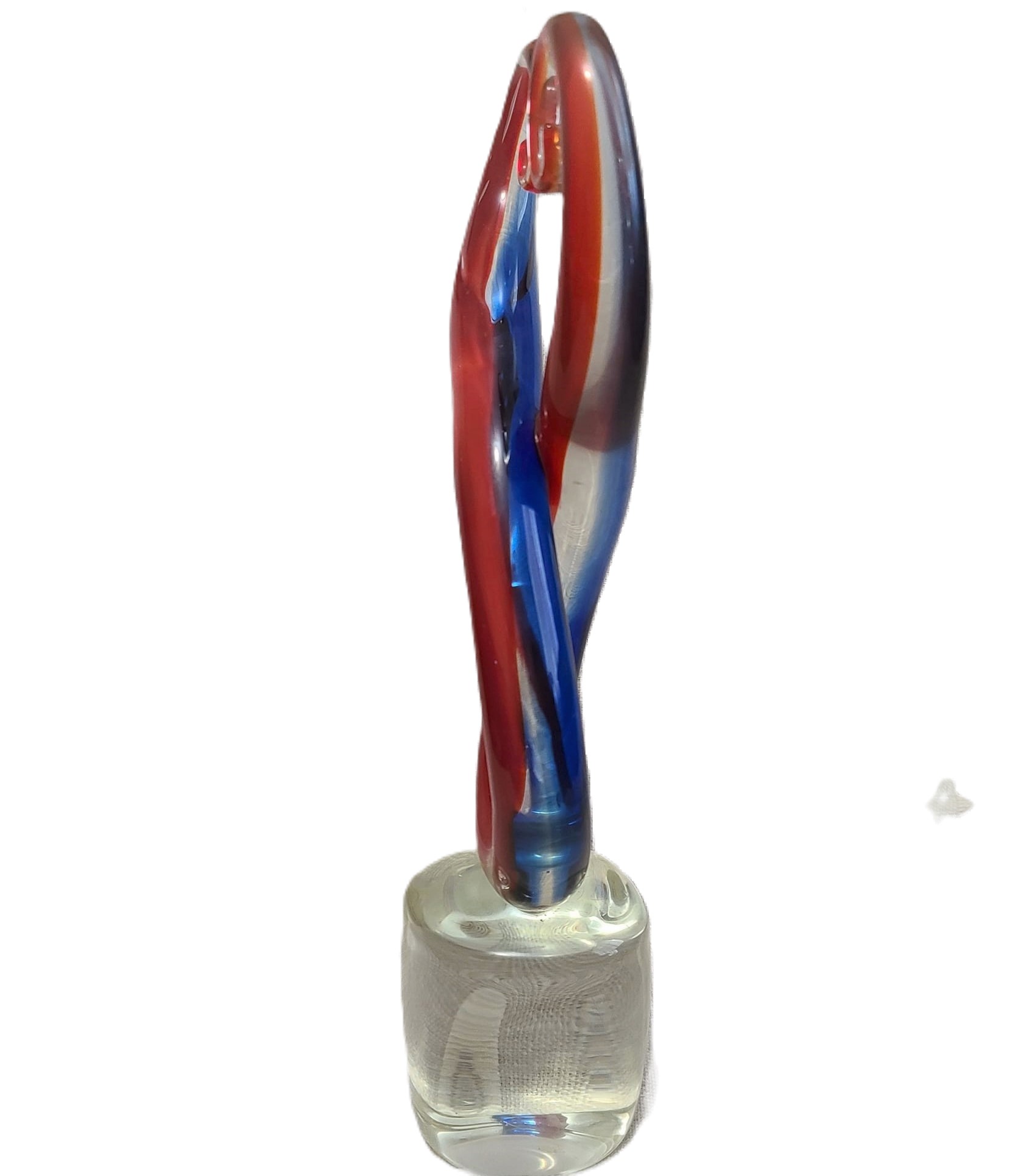 Large Vintage Glass Sculpture Red, White and Blue Unity Figure