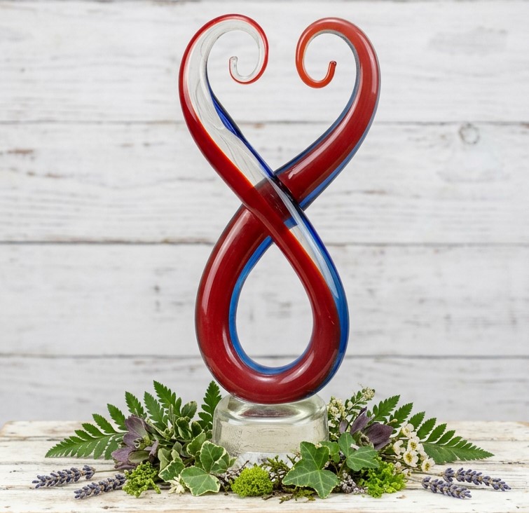 Vintage Symbolic Glass Sculpture Red, White and Blue Statue