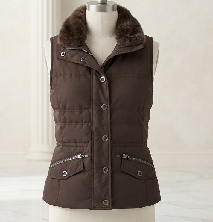 Eddie Bauer Brown Puffer Vest Premium Goose Down