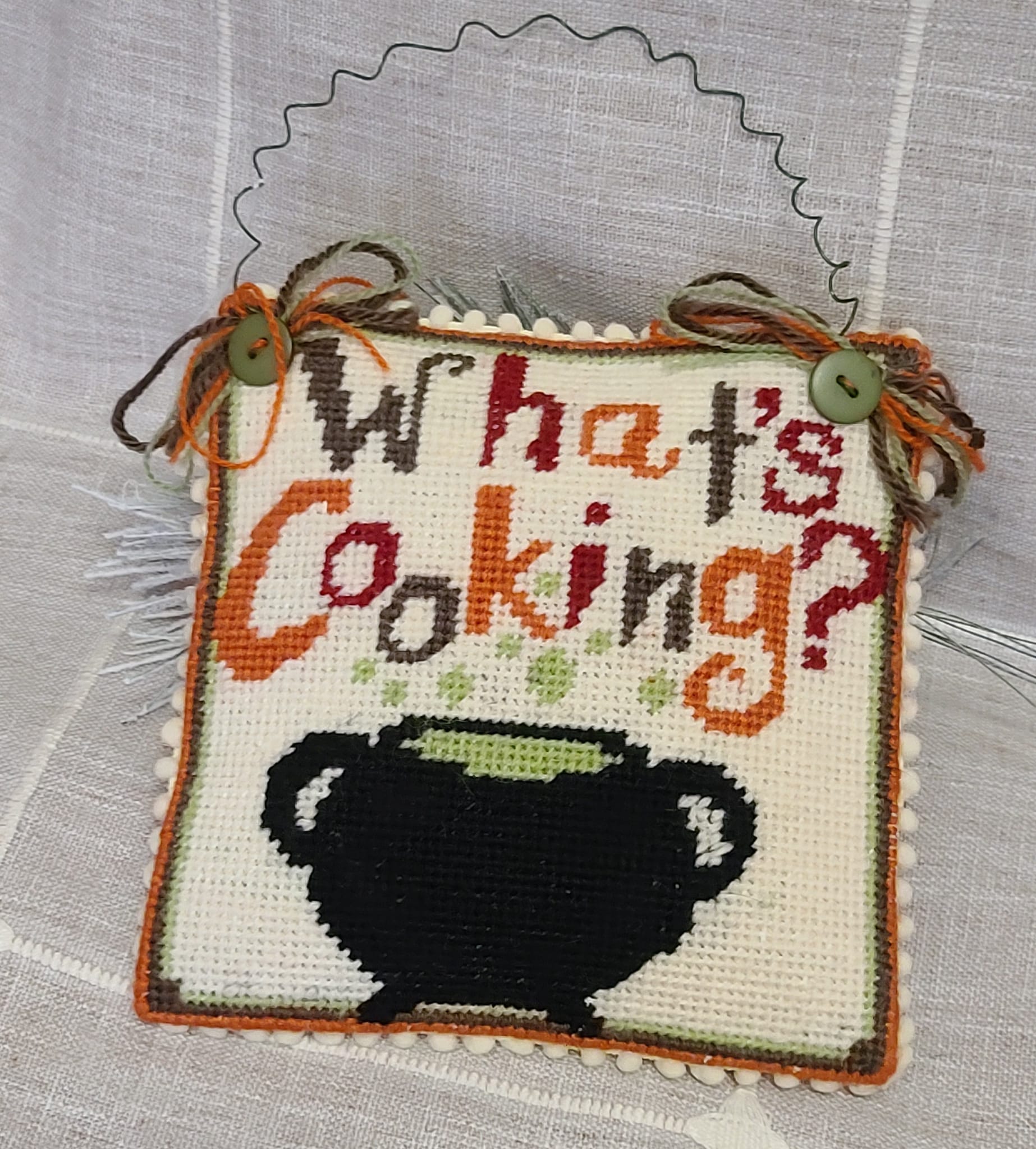 Needlepoint Whats Cooking Ornament Hanger