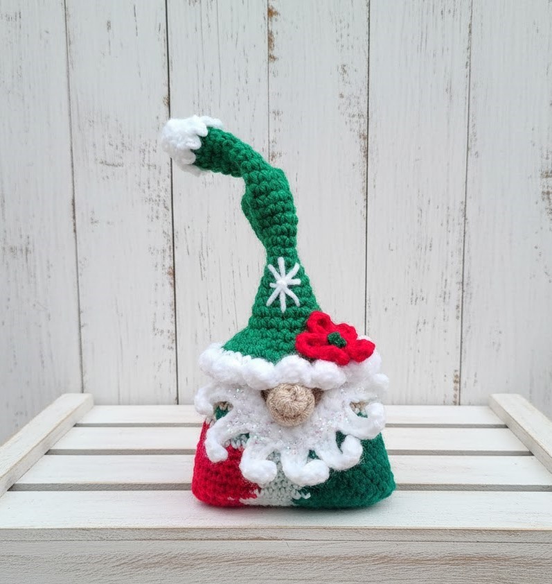 Handmade Crochet Gnome Ornament Multi Color